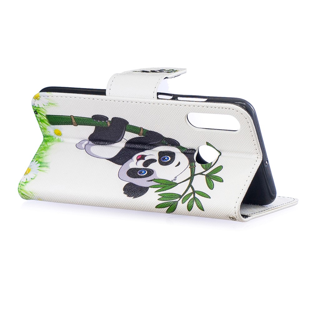 For Huawei P30 Lite Pattern Printing Leather Stand Phone Cover - Panda-4