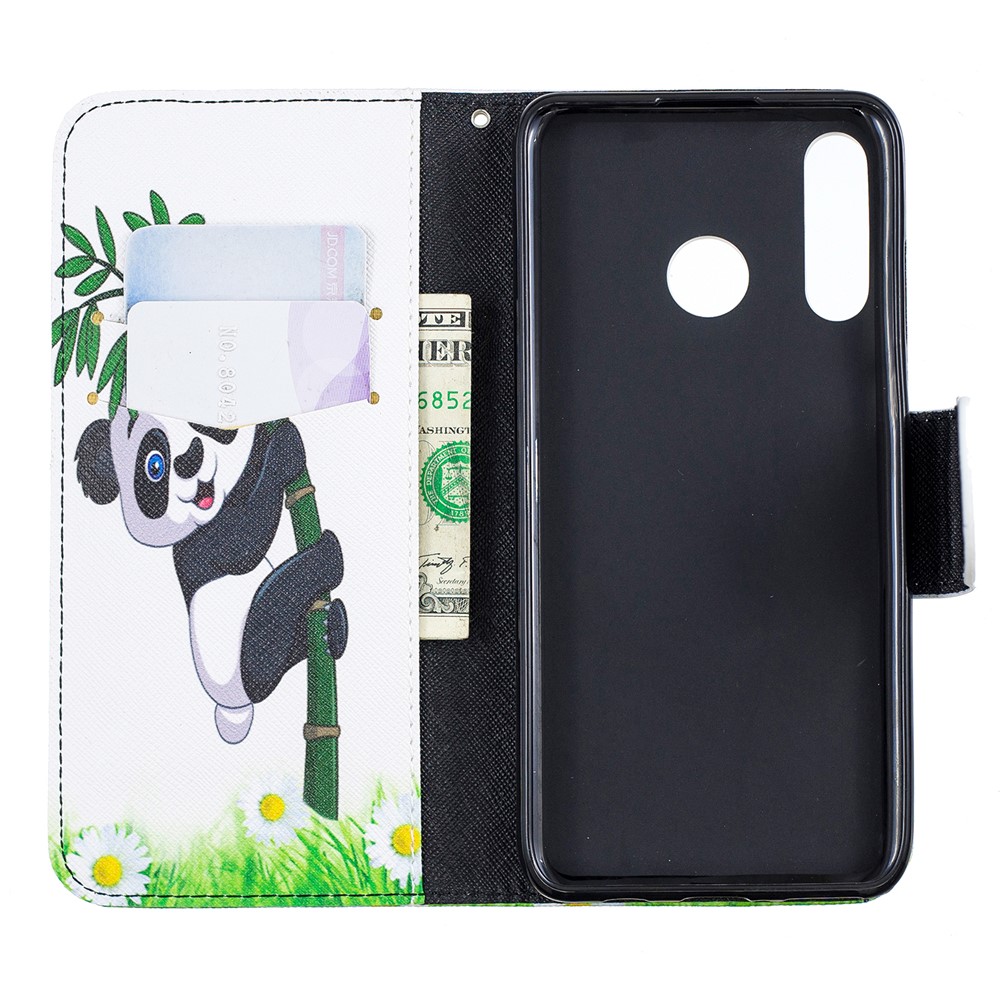 For Huawei P30 Lite Pattern Printing Leather Stand Phone Cover - Panda-8