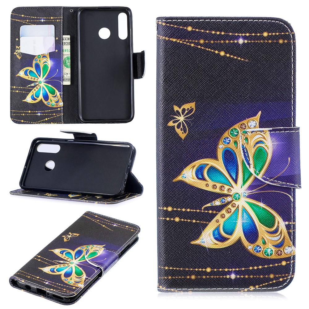 Para Huawei P30 Lite Padrão De Impressão Estande De Couro Caso Móvel - Borboleta Colorida-1