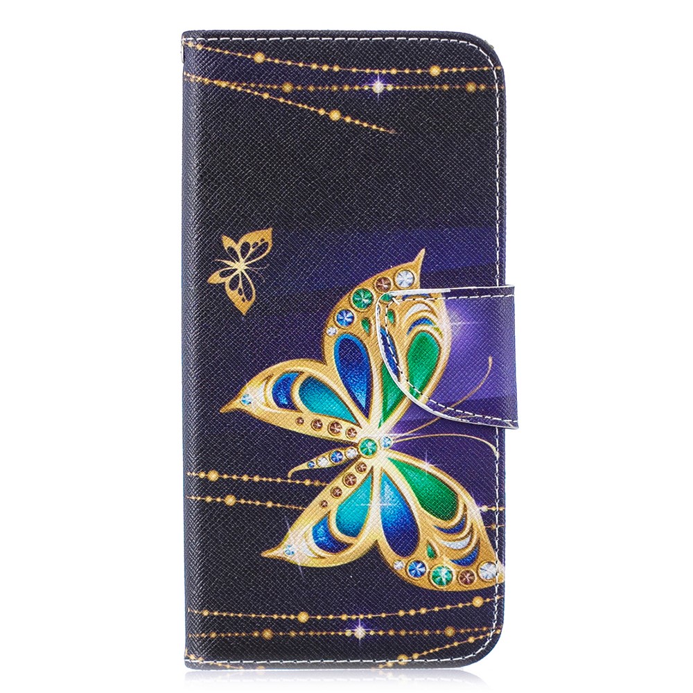 Per Huawei P30 Lite Stamping Stand Pelle Mobile Custodia - Farfalla Colorata-2