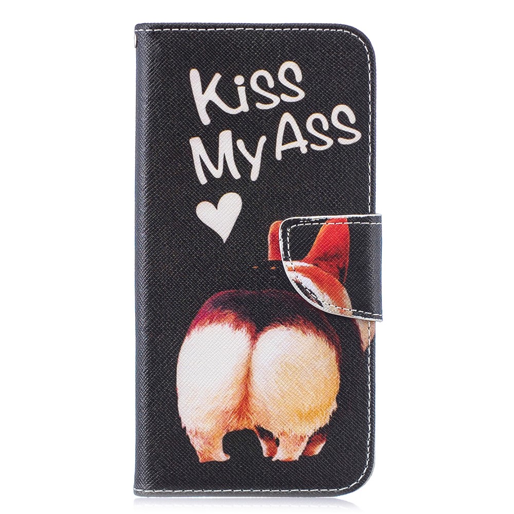 For Huawei P30 Lite Pattern Printing Leather Stand Protection Shell - Kiss My Ass-2