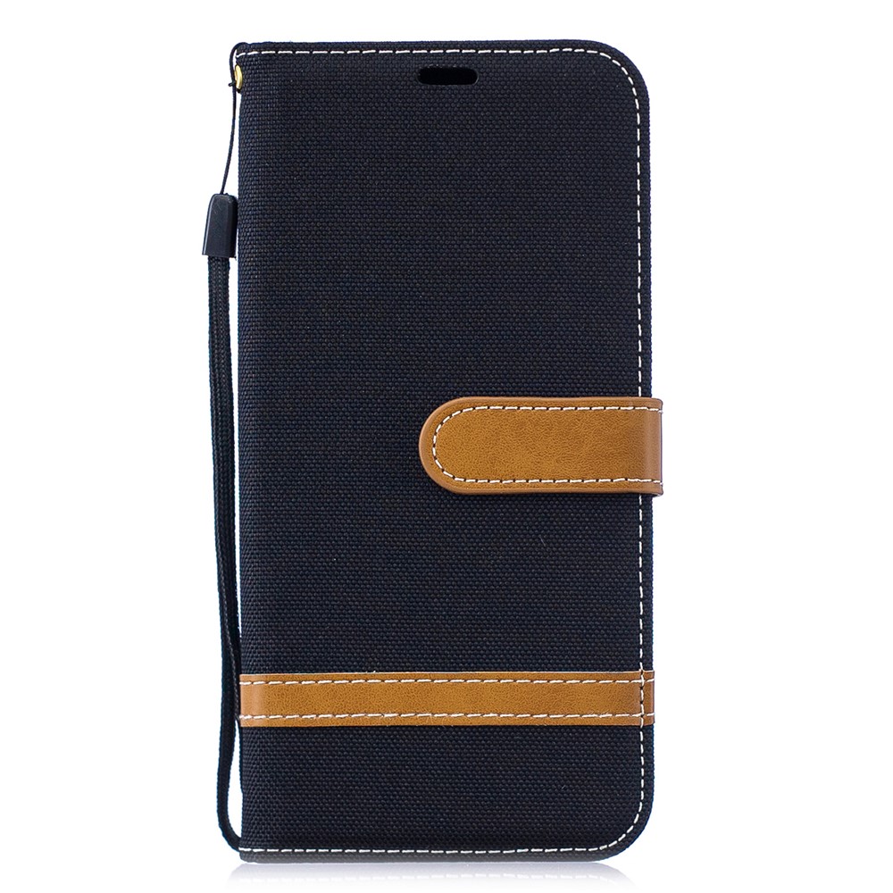 Case de Cuero de Billetera de Tela de Jeans de Color Surtido Para Huawei P30 Lite/nova 4e/P30 Lite New Edition - Negro