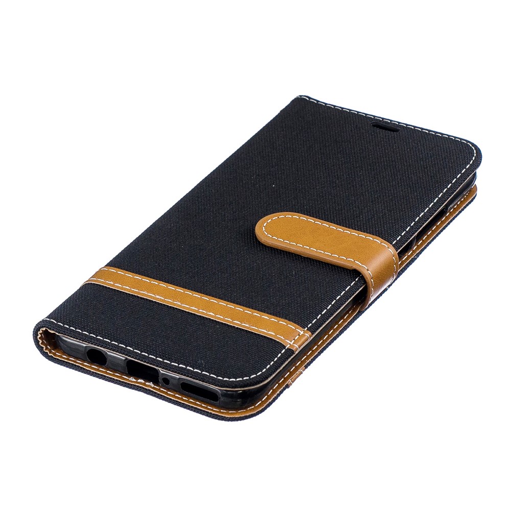 Case de Cuero de Billetera de Tela de Jeans de Color Surtido Para Huawei P30 Lite/nova 4e/P30 Lite New Edition - Negro