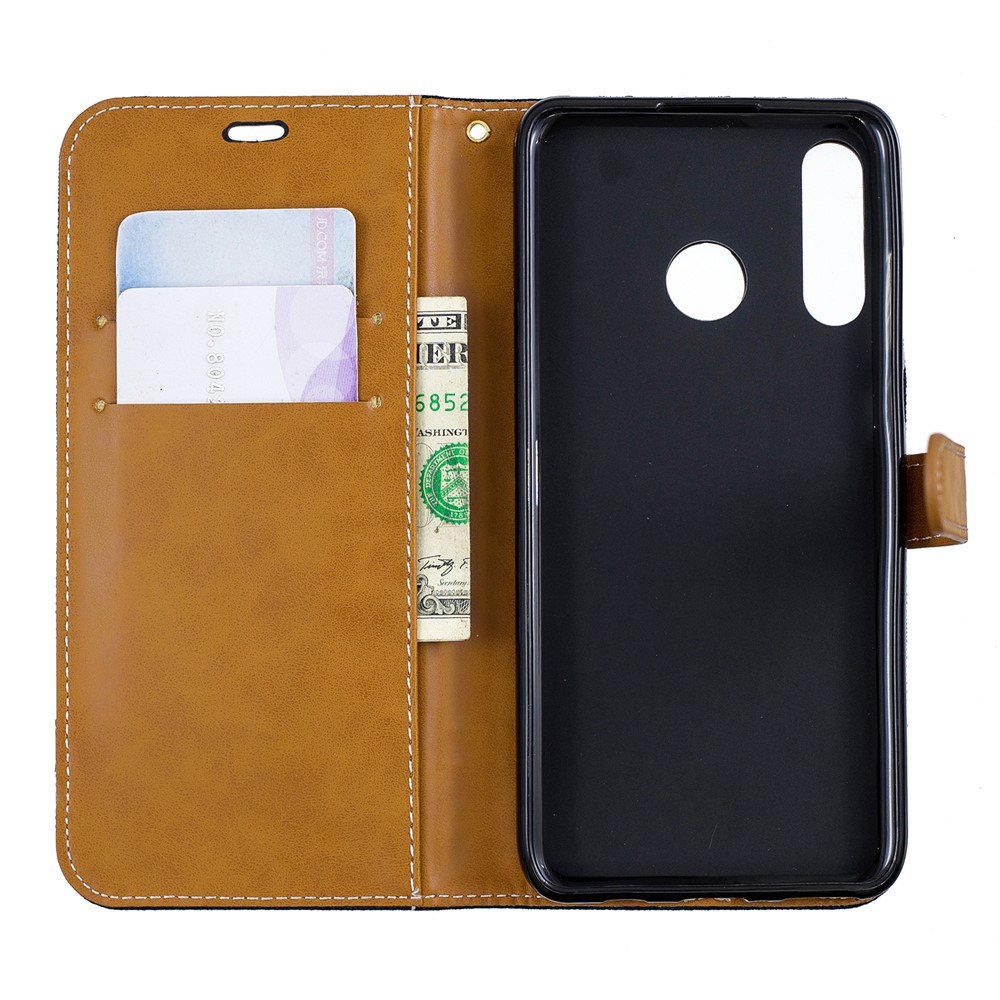 Case de Cuero de Billetera de Tela de Jeans de Color Surtido Para Huawei P30 Lite/nova 4e/P30 Lite New Edition - Negro