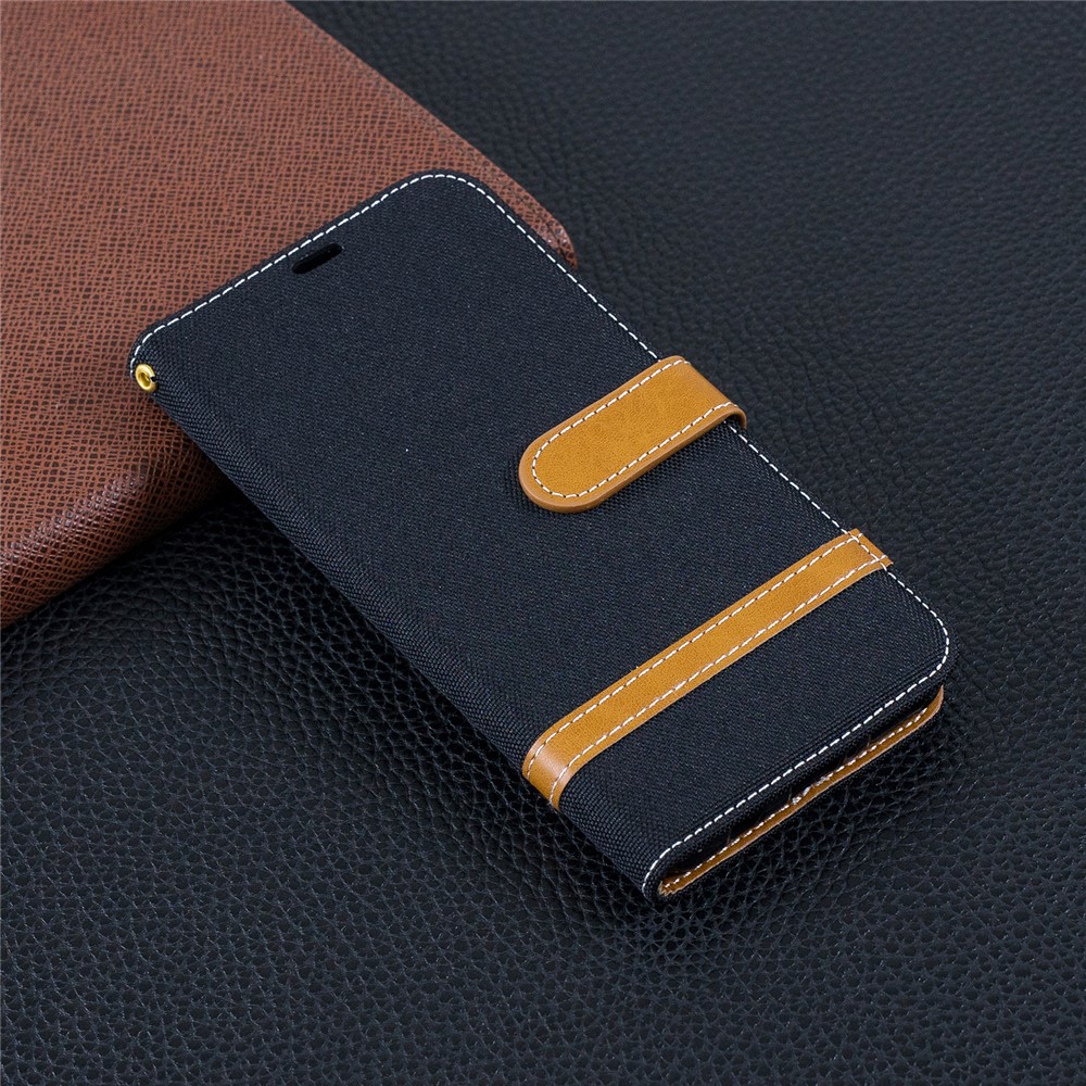 Case de Cuero de Billetera de Tela de Jeans de Color Surtido Para Huawei P30 Lite/nova 4e/P30 Lite New Edition - Negro