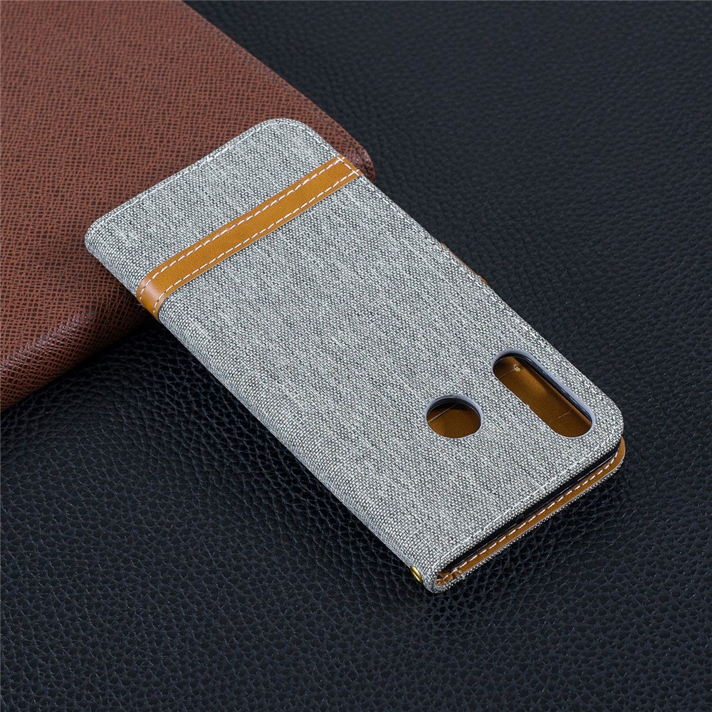 Assorted Color Jeans Cloth Wallet Leather Cover for Huawei P30 Lite/nova 4e/P30 Lite New Edition - Grey-10