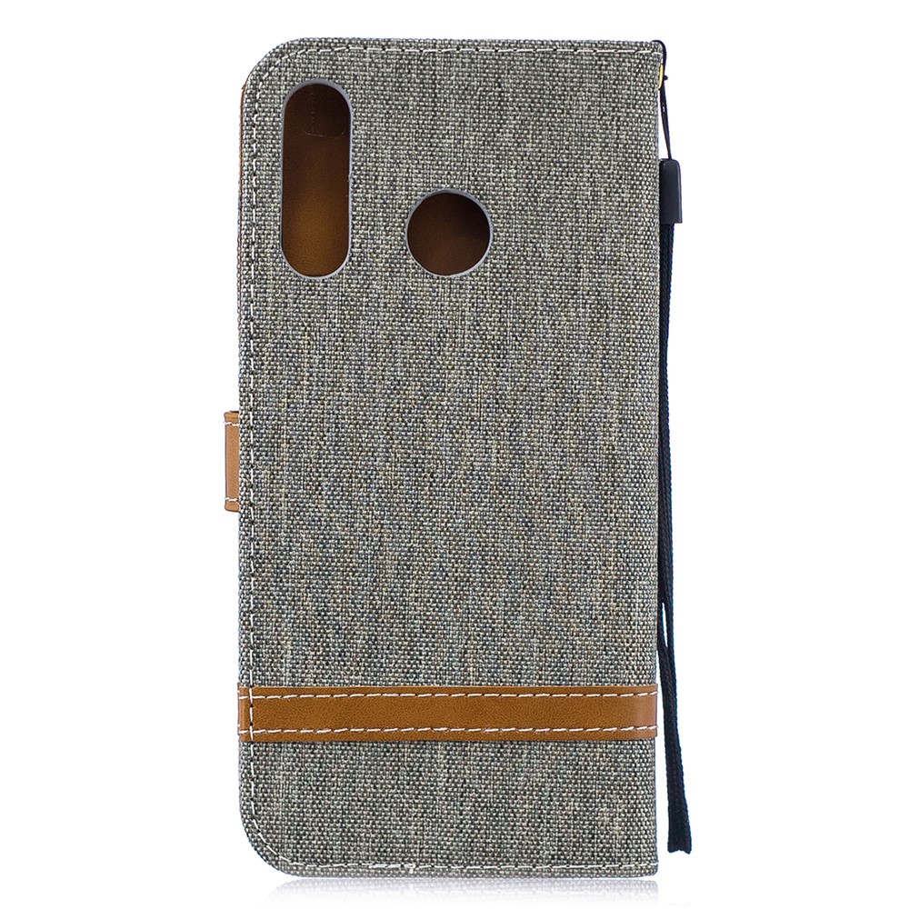 Assorted Color Jeans Cloth Wallet Leather Cover for Huawei P30 Lite/nova 4e/P30 Lite New Edition - Grey-3