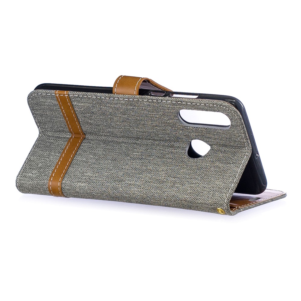 Assorted Color Jeans Cloth Wallet Leather Cover for Huawei P30 Lite/nova 4e/P30 Lite New Edition - Grey-4