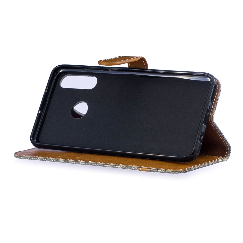Assorted Color Jeans Cloth Wallet Leather Cover for Huawei P30 Lite/nova 4e/P30 Lite New Edition - Grey-5