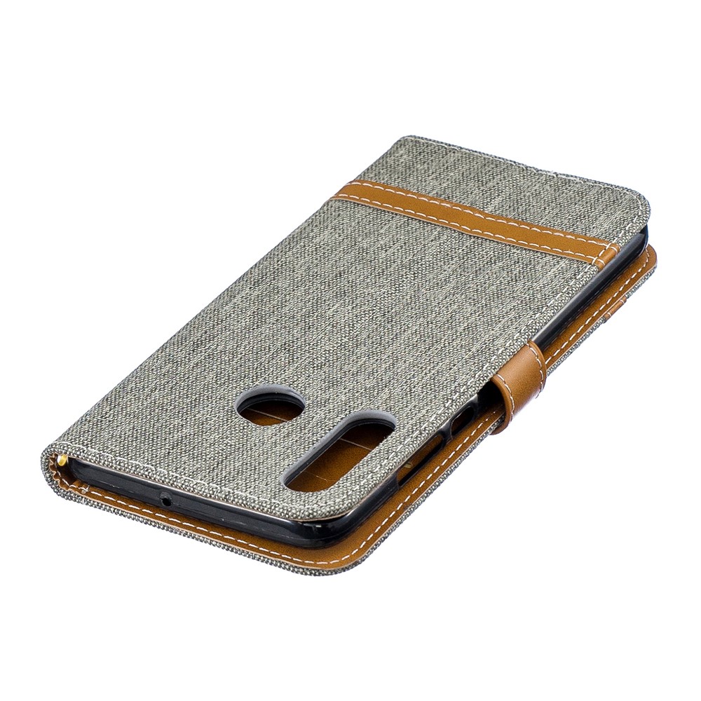 Assorted Color Jeans Cloth Wallet Leather Cover for Huawei P30 Lite/nova 4e/P30 Lite New Edition - Grey-7