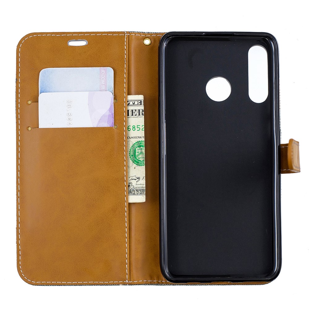Assorted Color Jeans Cloth Wallet Leather Cover for Huawei P30 Lite/nova 4e/P30 Lite New Edition - Grey-8