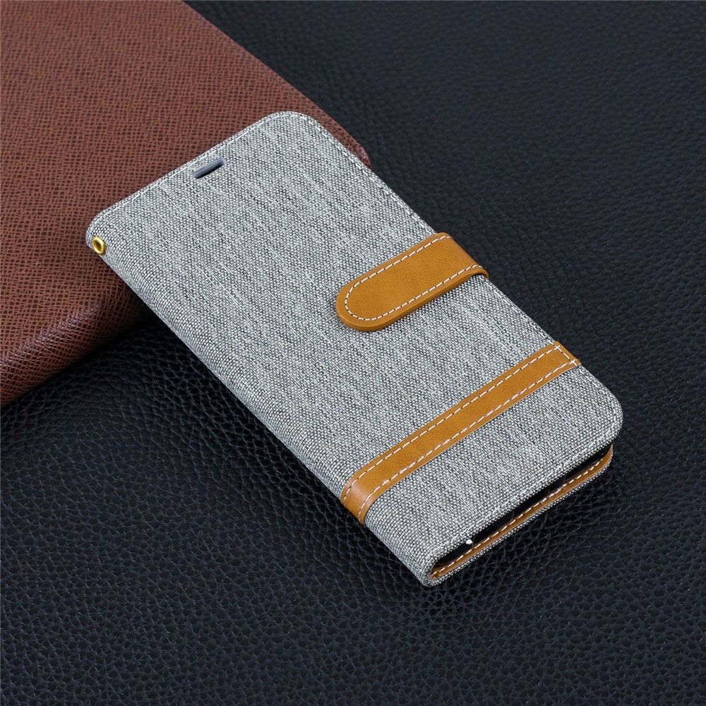 Assorted Color Jeans Cloth Wallet Leather Cover for Huawei P30 Lite/nova 4e/P30 Lite New Edition - Grey-9