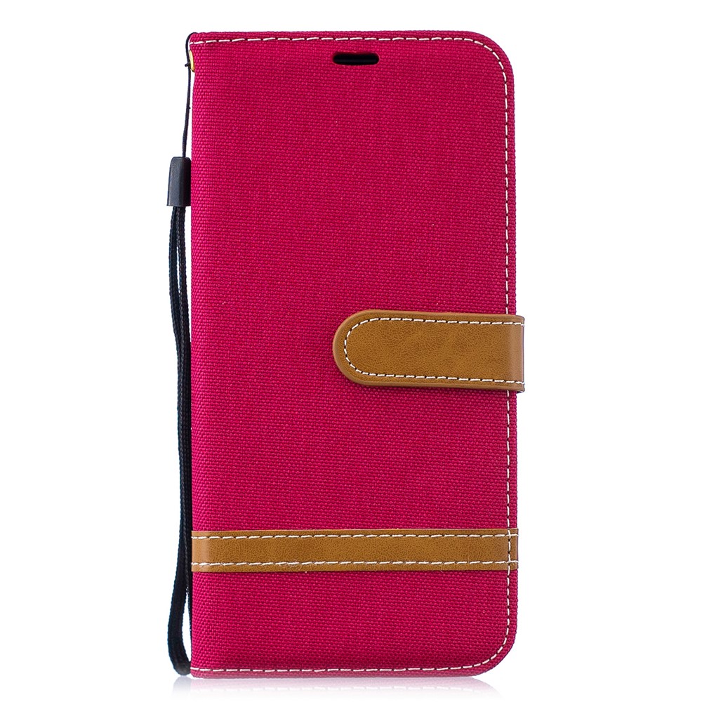 Assorted Color Jeans Cloth Stand Leather Shell for Huawei P30 Lite/nova 4e/P30 Lite New Edition - Red-2