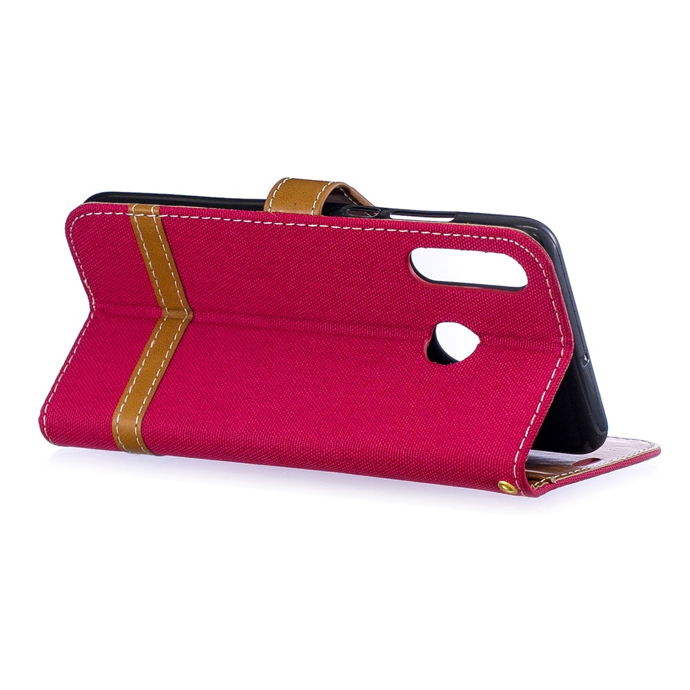 Assorted Color Jeans Cloth Stand Leather Shell for Huawei P30 Lite/nova 4e/P30 Lite New Edition - Red-4