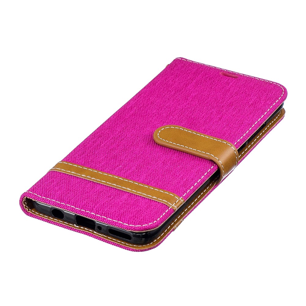 Custodia di Protezione in Pelle di Jeans a Colori Assortiti Per Huawei P30 Lite/nova 4e/p30 Lite New Edition - Rosa