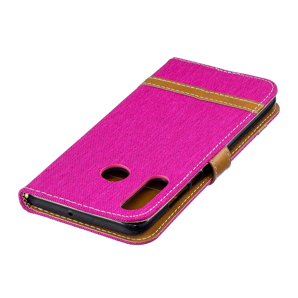 Case de Protección de Cuero de Tela de Jeans de Color Variado Para Huawei P30 Lite/nova 4e/P30 Lite Nueva Edición - Rosa