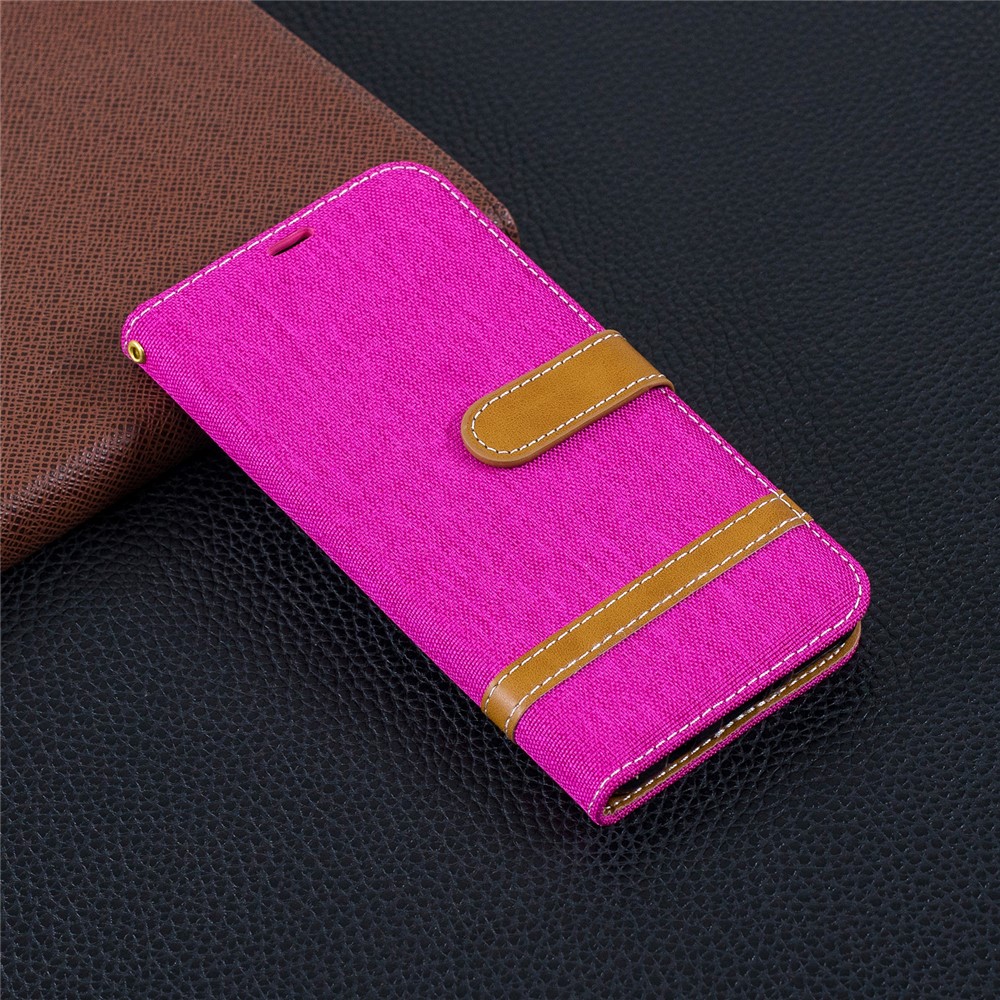 Étui de Protection en Cuir en Tissu de Couleur Assortie Pour Huawei P30 Lite / Nova 4e / P30 Lite Nouvelle Édition - Rose