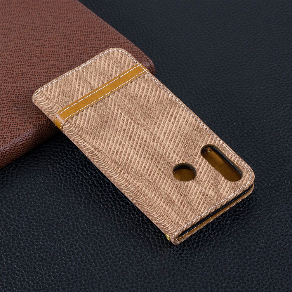 Assorted Color Jeans Cloth Leather Phone Cover for Huawei P30 Lite/nova 4e/P30 Lite New Edition - Khaki-10