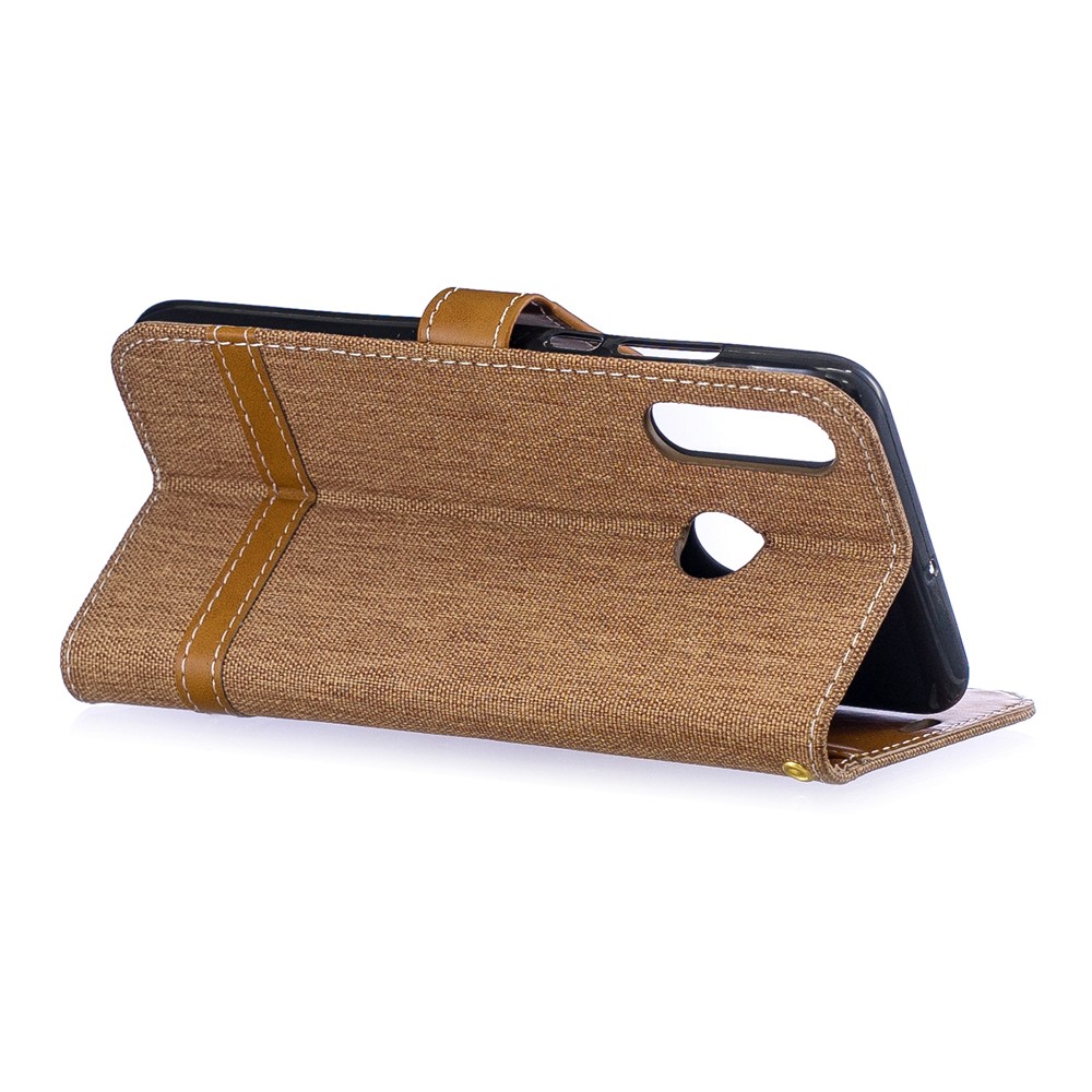 Assorted Color Jeans Cloth Leather Phone Cover for Huawei P30 Lite/nova 4e/P30 Lite New Edition - Khaki-4