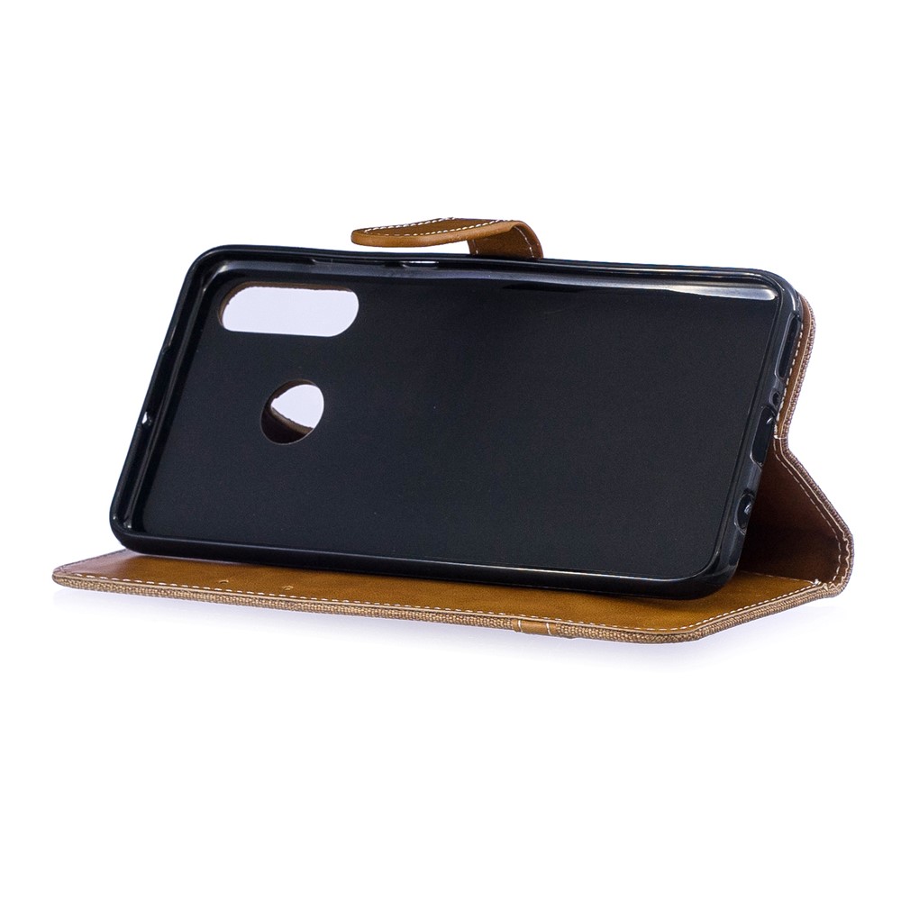 Assorted Color Jeans Cloth Leather Phone Cover for Huawei P30 Lite/nova 4e/P30 Lite New Edition - Khaki-5