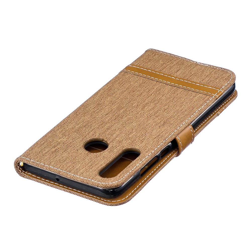 Assorted Color Jeans Cloth Leather Phone Cover for Huawei P30 Lite/nova 4e/P30 Lite New Edition - Khaki-7