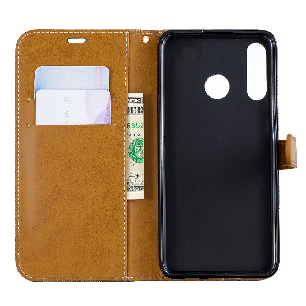 Assorted Color Jeans Cloth Leather Phone Cover for Huawei P30 Lite/nova 4e/P30 Lite New Edition - Khaki-8