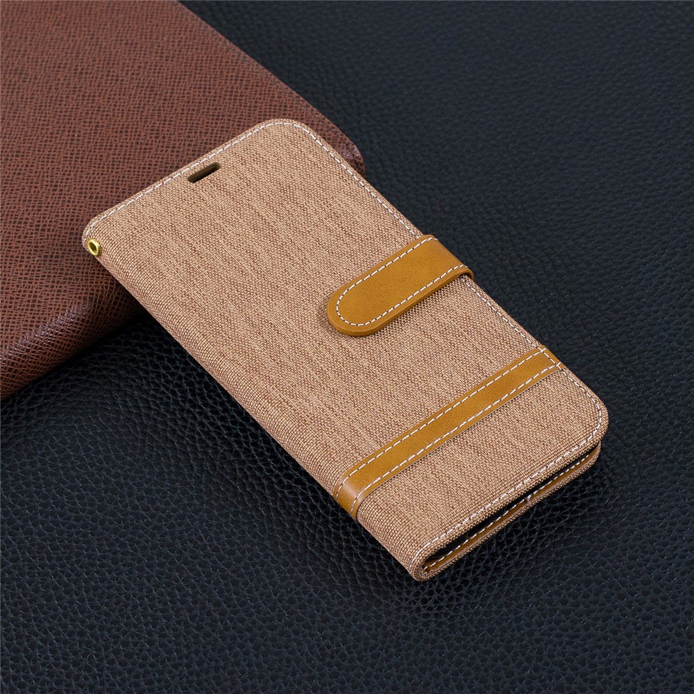 Assorted Color Jeans Cloth Leather Phone Cover for Huawei P30 Lite/nova 4e/P30 Lite New Edition - Khaki-9