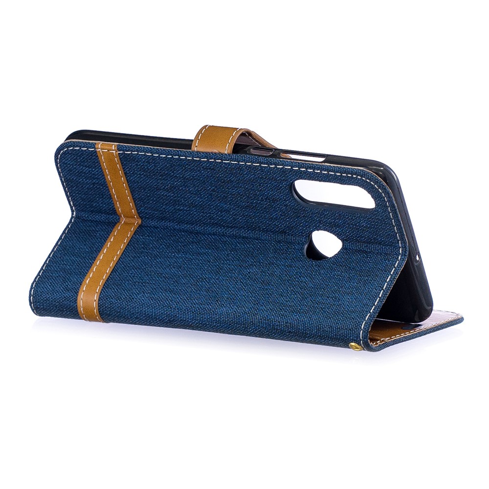 Assorted Color Jeans Cloth Leather Mobile Case for Huawei P30 Lite/nova 4e/P30 Lite New Edition - Dark Blue-4