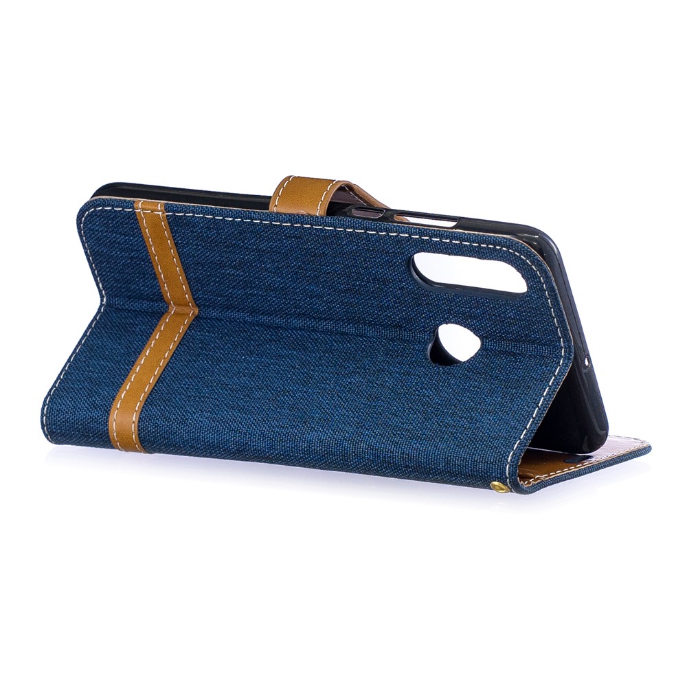 Case de Cuero de Tela de Color de Color Variado Para Huawei P30 Lite/nova 4e/P30 Lite Nueva Edición - Azul Oscuro-4