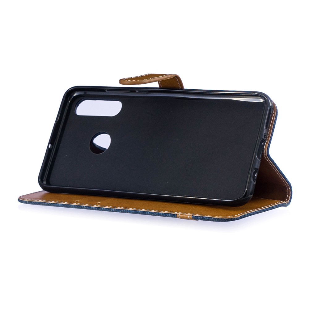 Assorted Color Jeans Cloth Leather Mobile Case for Huawei P30 Lite/nova 4e/P30 Lite New Edition - Dark Blue-5