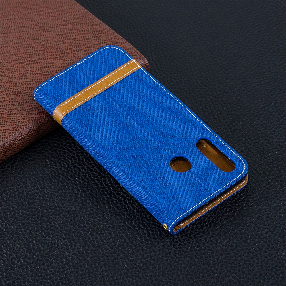 Jeans de Couleur Assortis Coque Mobile en Cuir en Tissu Pour Huawei P30 Lite / Nova 4e / P30 Lite Nouvelle Édition - Bébé Bleu