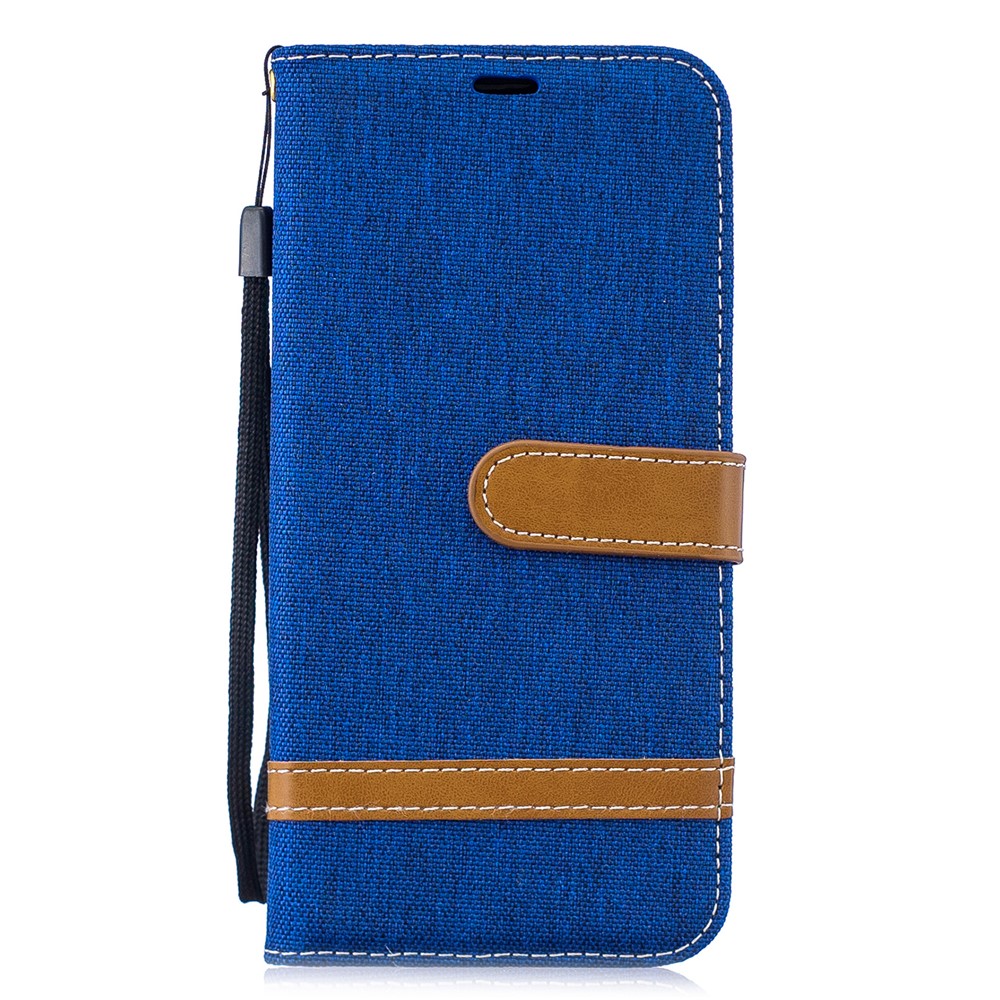 Jeans de Couleur Assortis Coque Mobile en Cuir en Tissu Pour Huawei P30 Lite / Nova 4e / P30 Lite Nouvelle Édition - Bébé Bleu