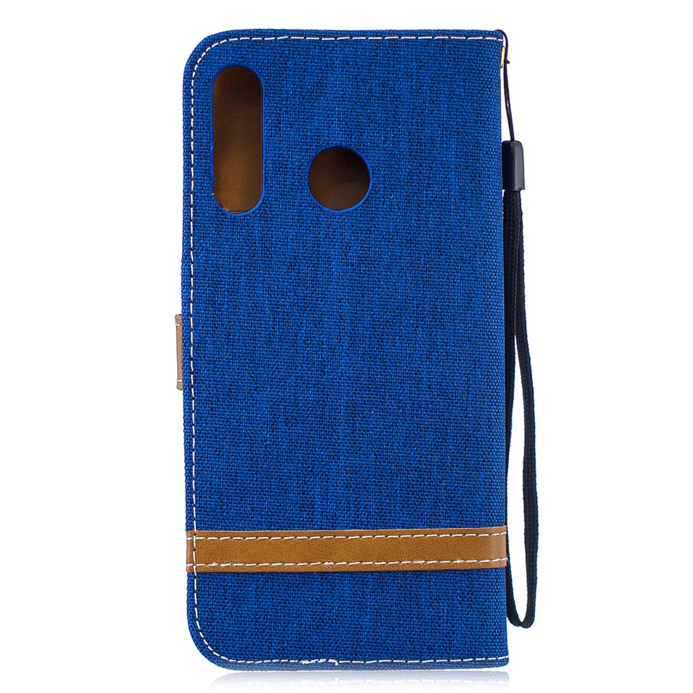 Jeans de Couleur Assortis Coque Mobile en Cuir en Tissu Pour Huawei P30 Lite / Nova 4e / P30 Lite Nouvelle Édition - Bébé Bleu