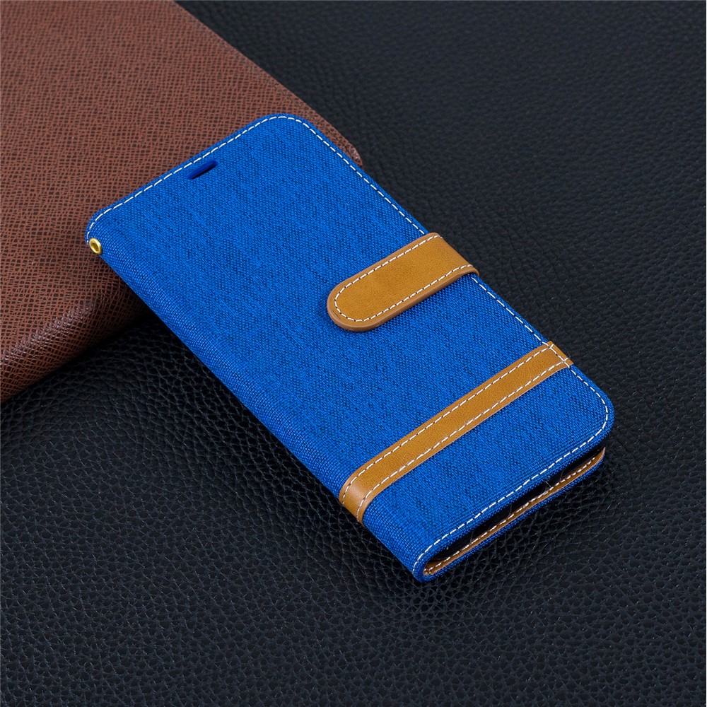 Jeans de Couleur Assortis Coque Mobile en Cuir en Tissu Pour Huawei P30 Lite / Nova 4e / P30 Lite Nouvelle Édition - Bébé Bleu