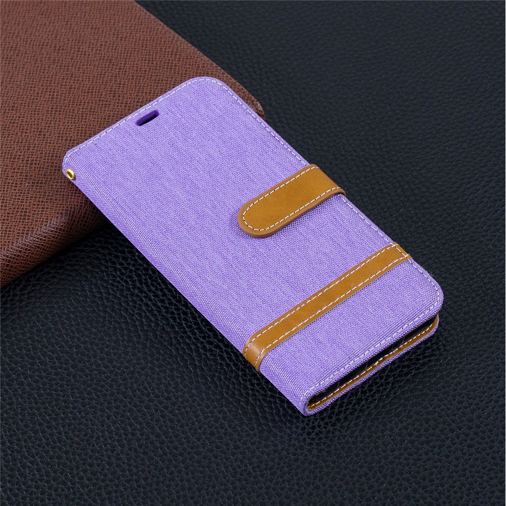 Couleur de Couleur Assortie Accessoire de Boîtier en Cuir en Tissu Pour Huawei P30 Lite / Nova 4e / P30 Lite Nouvelle Édition - Violet-9