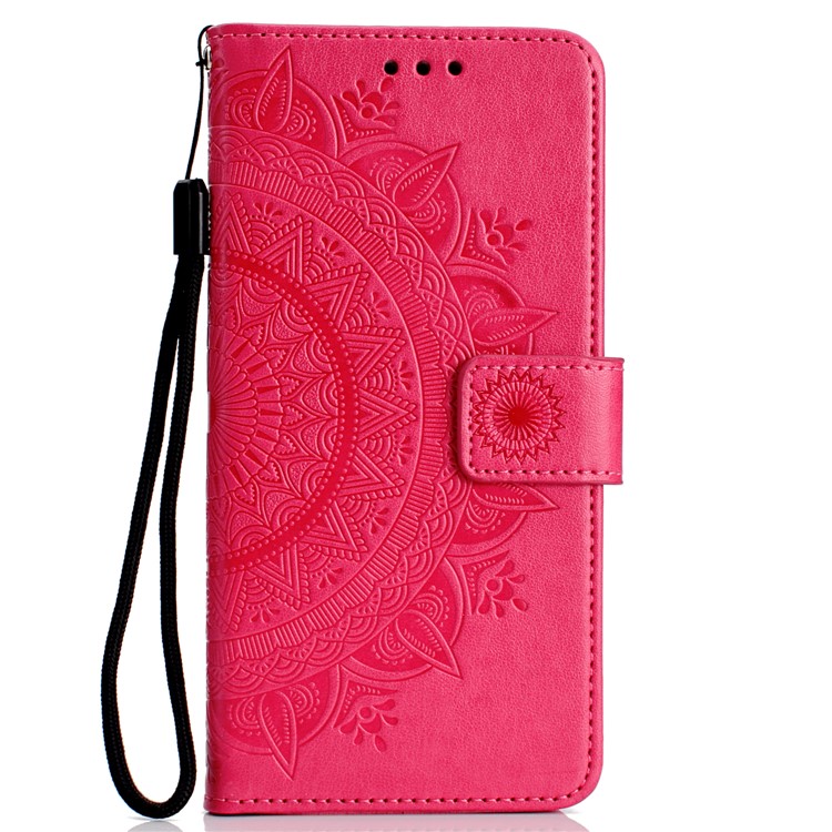 Imprint Flower Leather Wallet Cover for Huawei P Smart (2019) / Honor 10 Lite - Rose-2