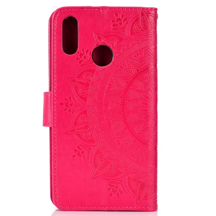 Imprint Flower Leather Wallet Cover for Huawei P Smart (2019) / Honor 10 Lite - Rose-3