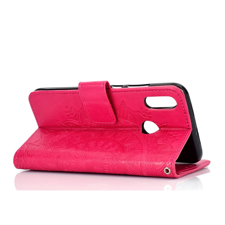 Imprint Flower Leather Wallet Cover for Huawei P Smart (2019) / Honor 10 Lite - Rose-5
