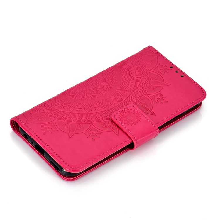 Imprint Flower Leather Wallet Cover for Huawei P Smart (2019) / Honor 10 Lite - Rose-7