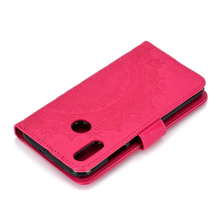 Imprint Flower Leather Wallet Cover for Huawei P Smart (2019) / Honor 10 Lite - Rose-8
