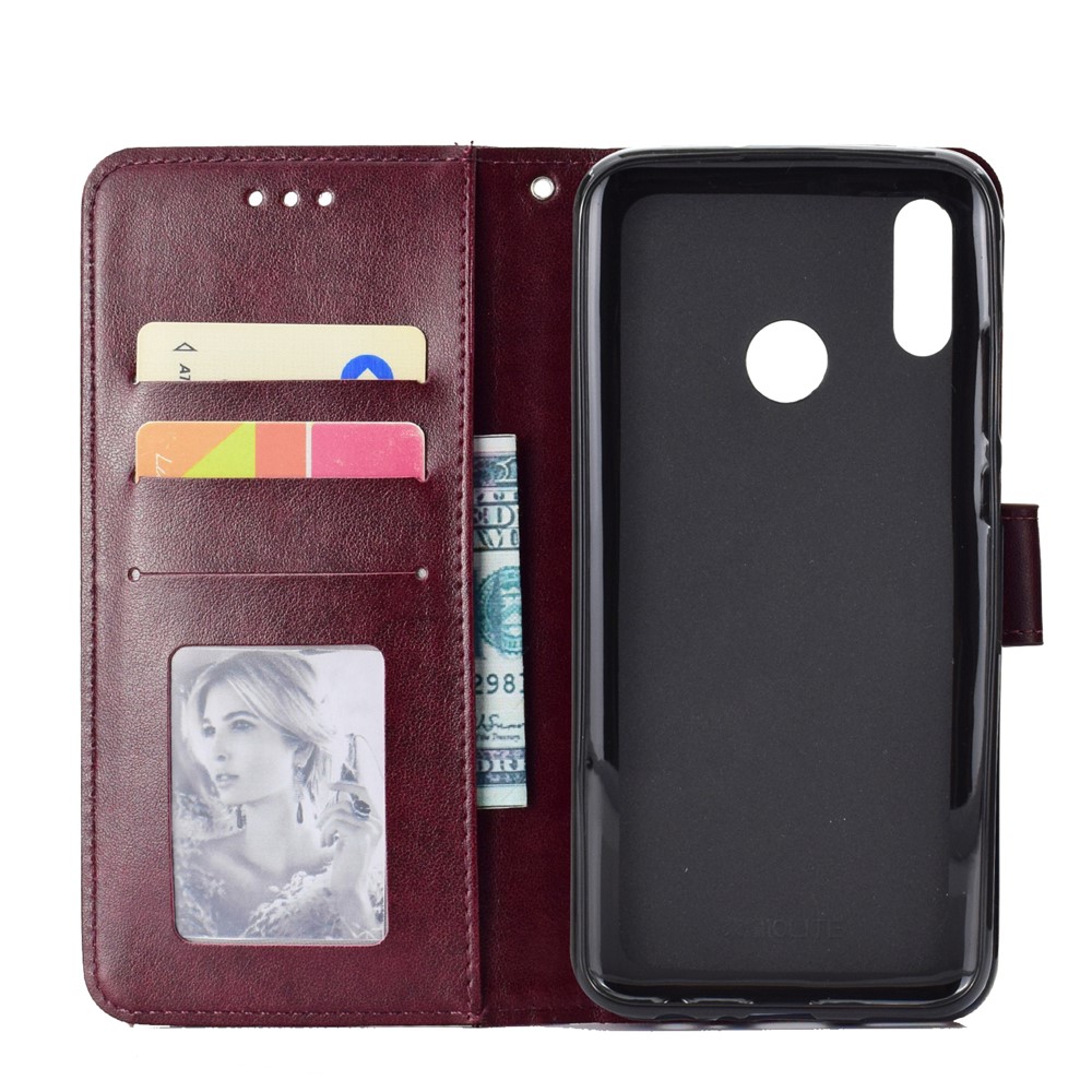 Imprint Flower Leather Wallet Shell Case Cover for Huawei P Smart (2019) / Honor 10 Lite - Brown-4