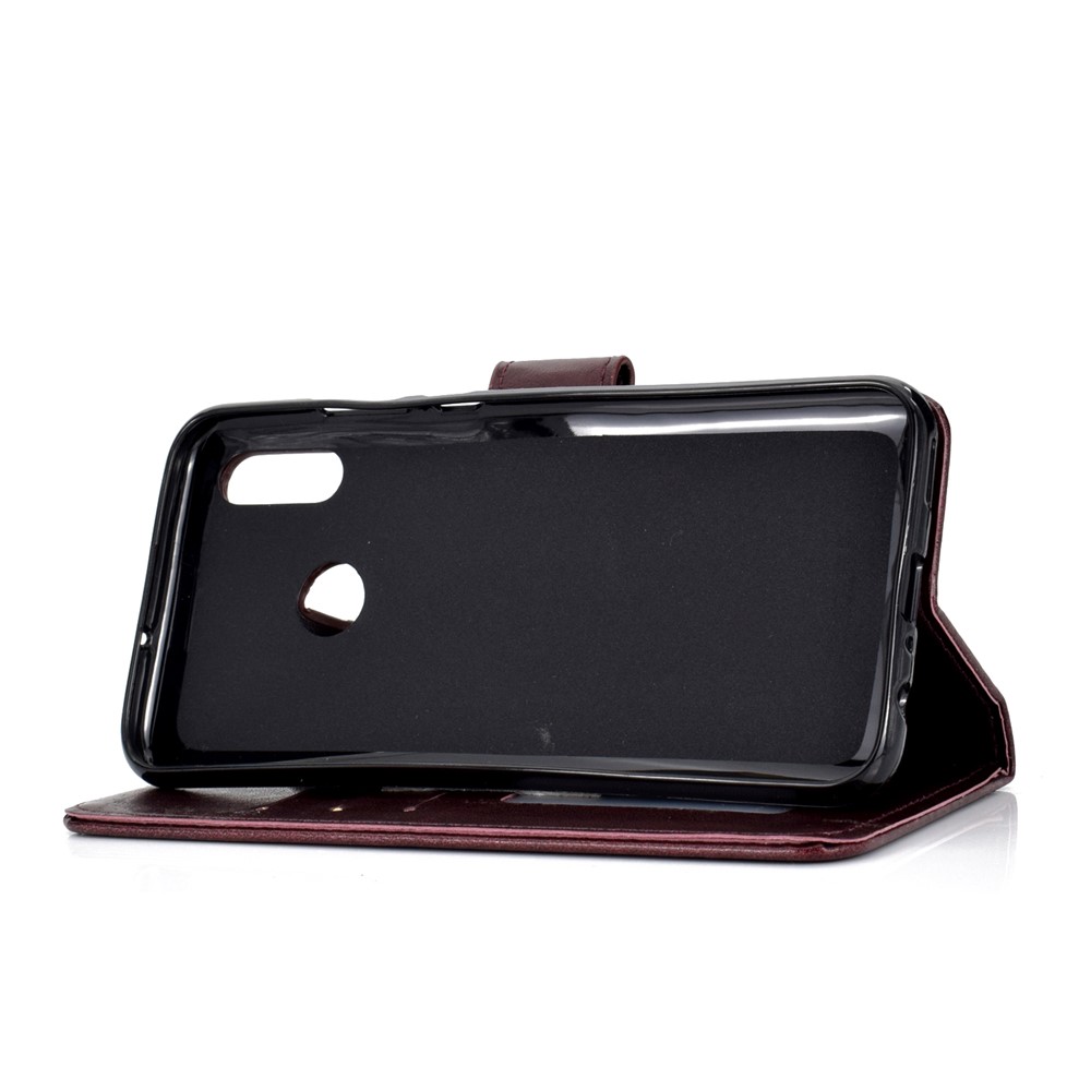 Imprint Flower Leather Wallet Shell Case Cover for Huawei P Smart (2019) / Honor 10 Lite - Brown-6