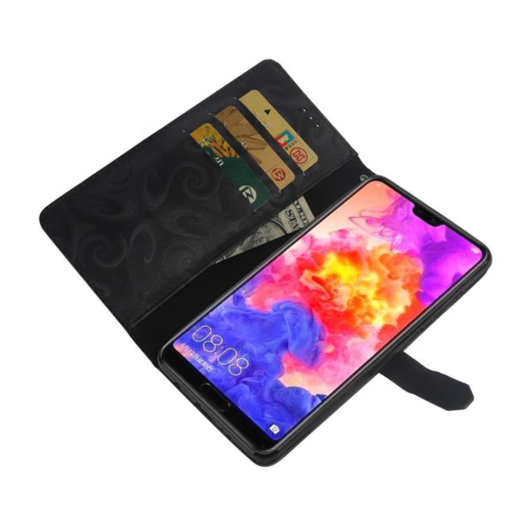 Spiral Texture Double Hearts Hourglass Quicksand Girl Pattern Leather Wallet Case for Huawei P30 - Black-13