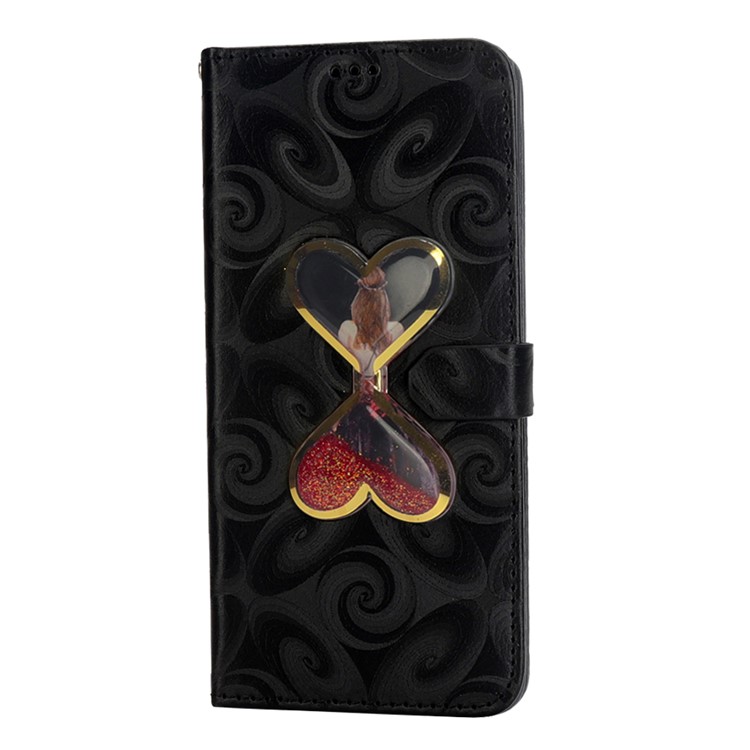 Spiral Texture Double Hearts Hourglass Quicksand Girl Pattern Leather Wallet Case for Huawei P30 - Black-3