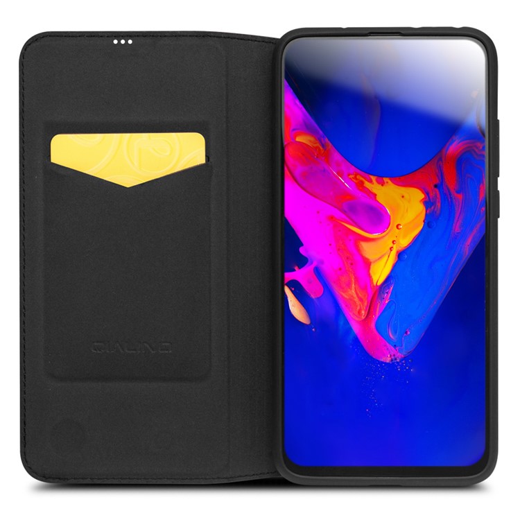 QIALINO Classic Style Genuine Leather Folio Case for Huawei Honor View 20 / V20 - Black-3