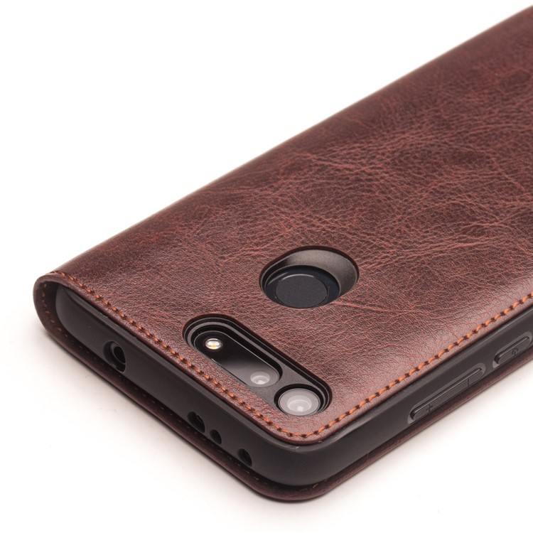 QIALINO Clássico Estilo Genuíno Capa Folio De Couro Para Huawei Honra Vista 20 / V20 - Castanho-2