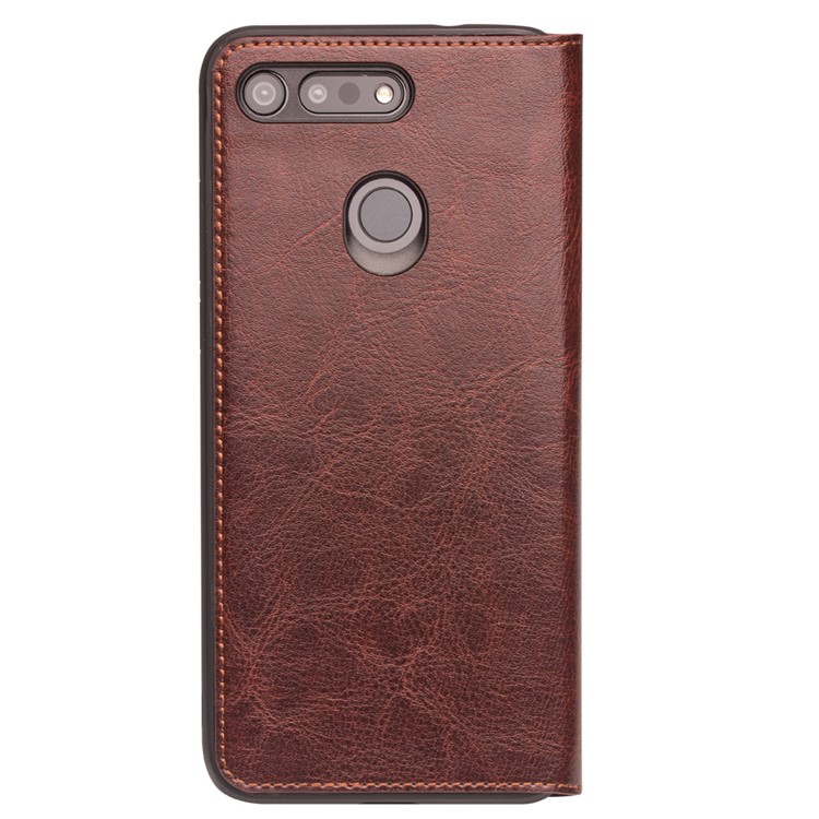 QIALINO Clássico Estilo Genuíno Capa Folio De Couro Para Huawei Honra Vista 20 / V20 - Castanho-5