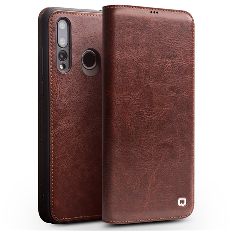 QIALINO Classic Style Genuine Leather Mobile Phone Case Shell for Huawei nova 4 - Brown-1