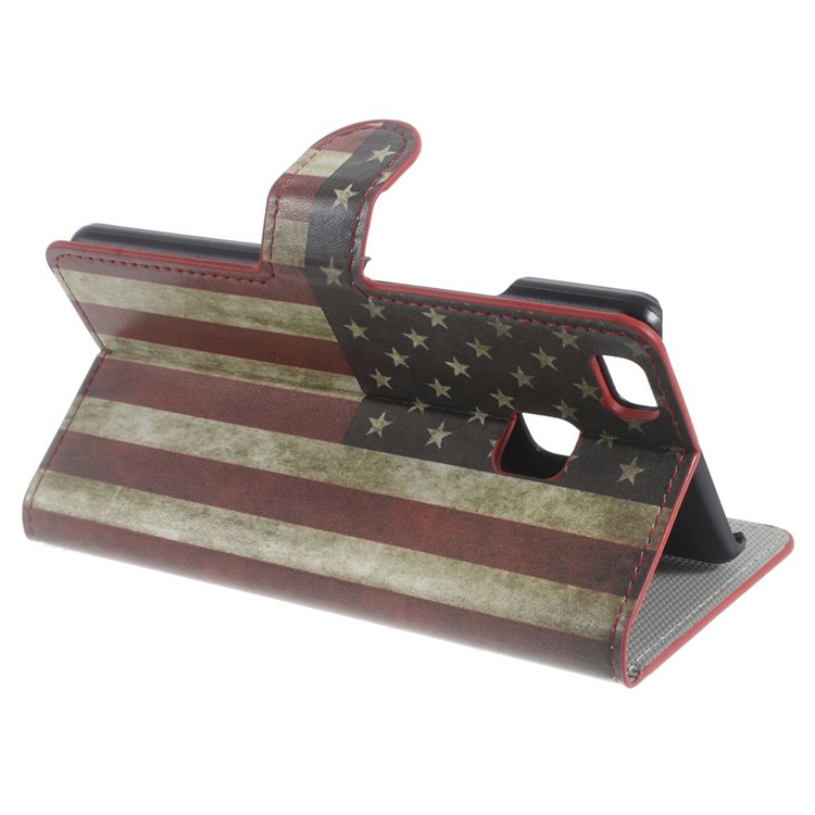 Leather Case Wallet Cover for Huawei P9 Lite - Vintage US American Flag-4
