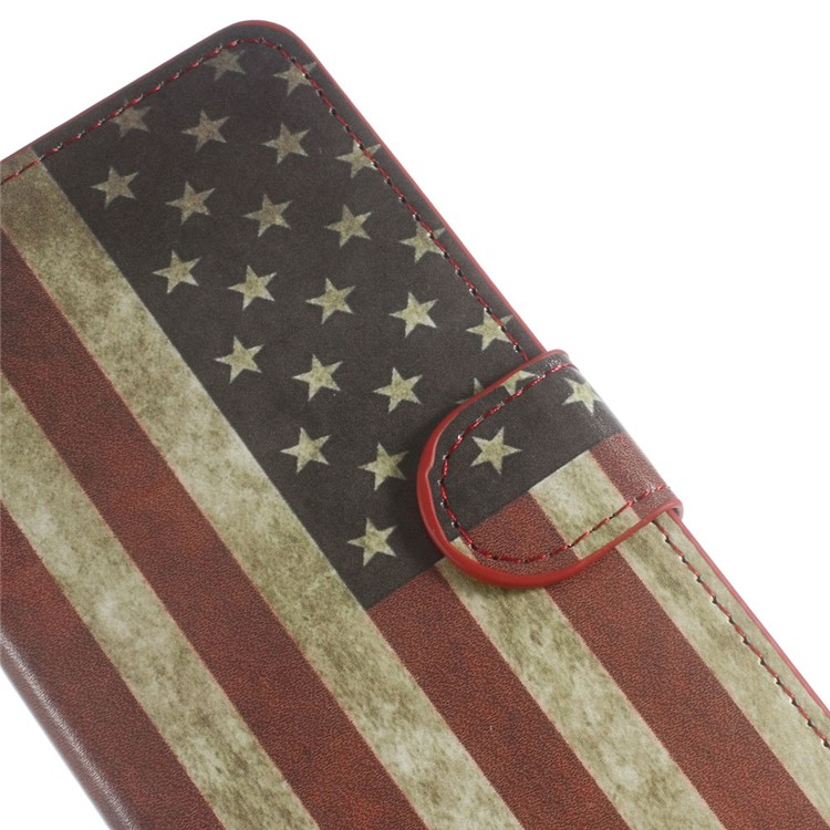 Leather Case Wallet Cover for Huawei P9 Lite - Vintage US American Flag-5